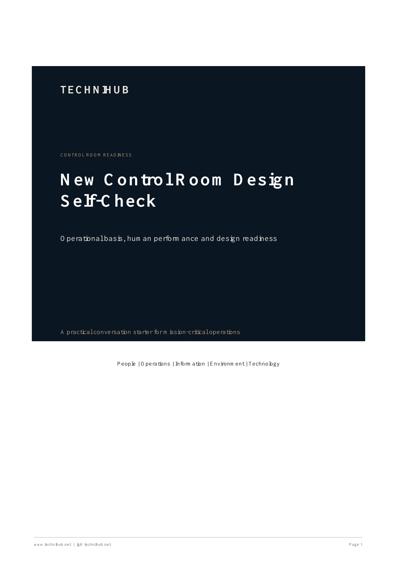 Cover of the TechniHub New Control Room Design Readiness Self-Check